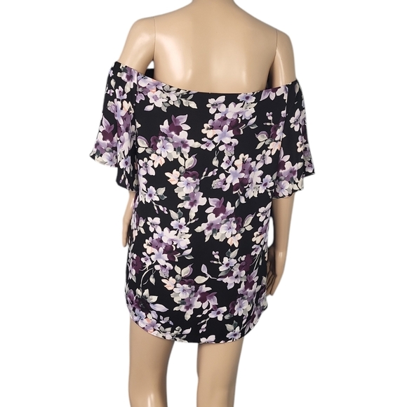 WHBM Purple Floral Off-the-Shoulder Blouse - Picture 2 of 4